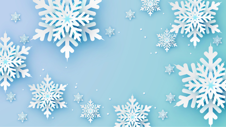 Snowflake design against a blue background.