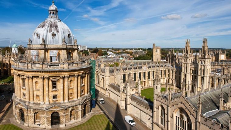 Oxford skyline featuring the Radcliffe Camera surrounded by the spires of neighbouring colleges